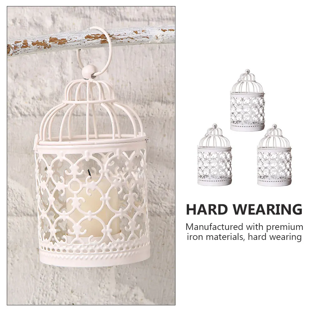 

3Pcs Creative Bird Cage Holders Premium Iron Material Elegant Decor Bird Cage Candlesticks Iron Candlesticks