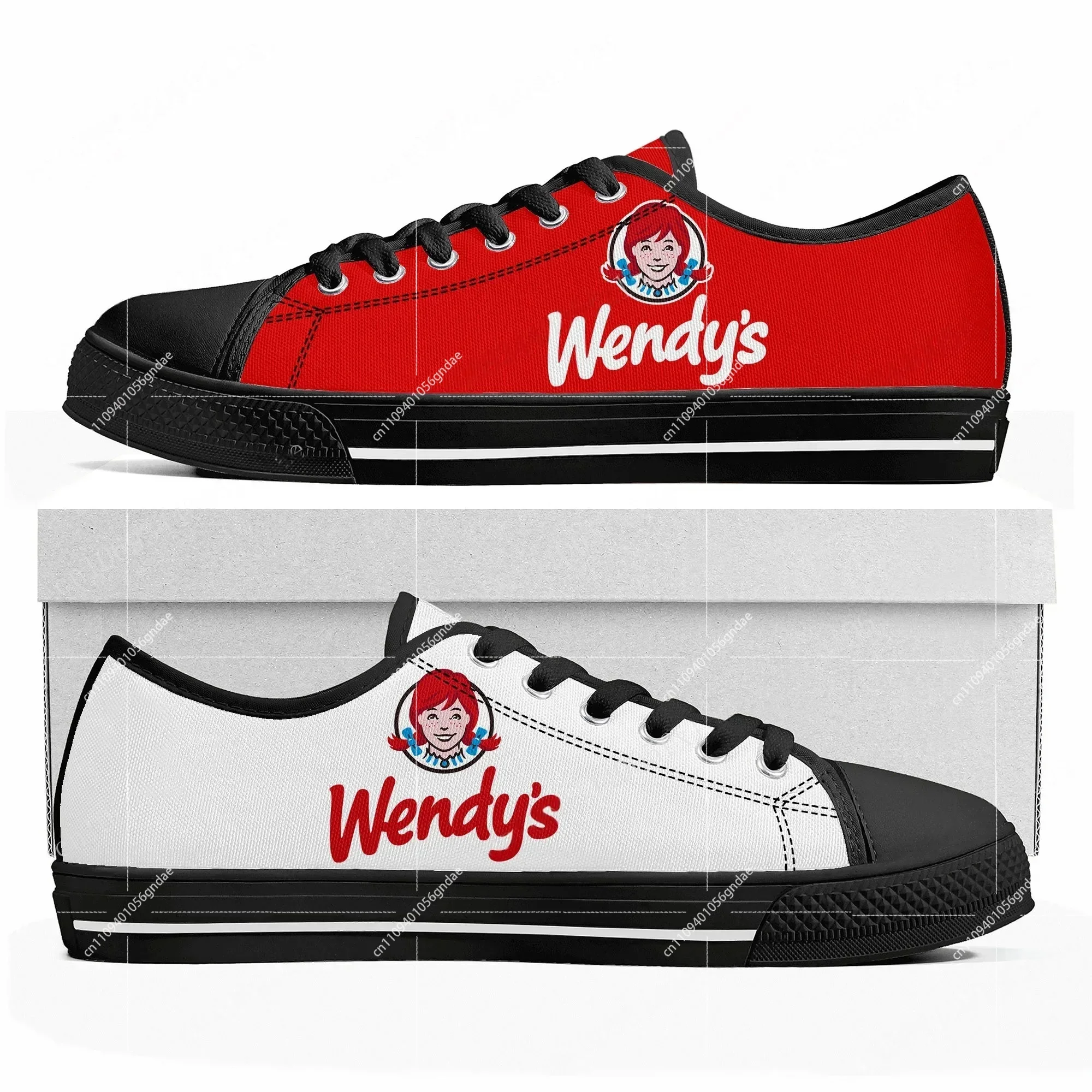New Wendys Fast Food Restaurant Logo Low Top Sneakers Mens Womens Teenager Canvas Customized Sneaker Couple Shoes - view 2