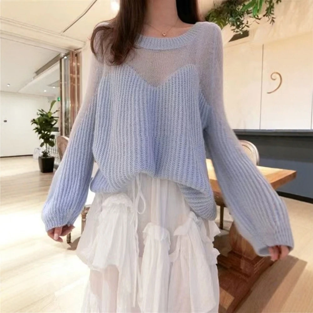 

UNIKTEE Women's Long Sleeve Sweater Round-Neck Comfortable Daily Basic Plain Autumn Winter Top