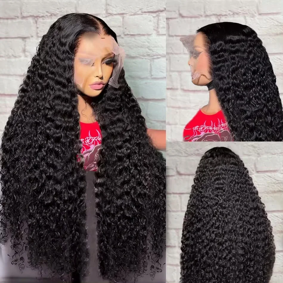 Dixtefo 16-36 Inch Deep Wave 13x4 Transparent Lace Front Wig Curly 13x6 Lace Frontal Human Hair Wigs For Black Women