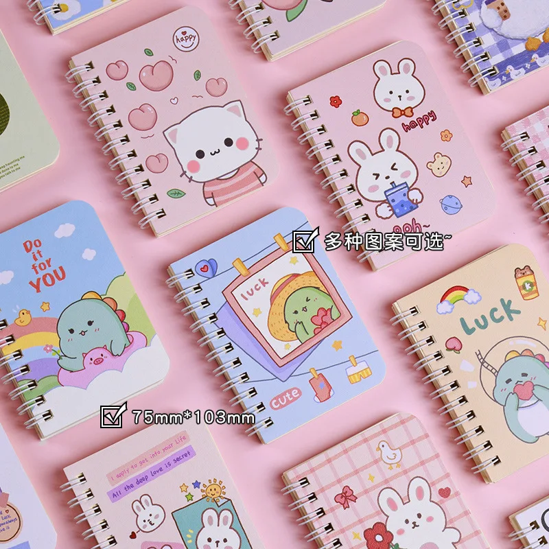 Children'S Cartoon Coil Notebook Girl Portable Mini Pocket Notebook Notepad Student Small Diary Book Planner Agenda Memo Pad