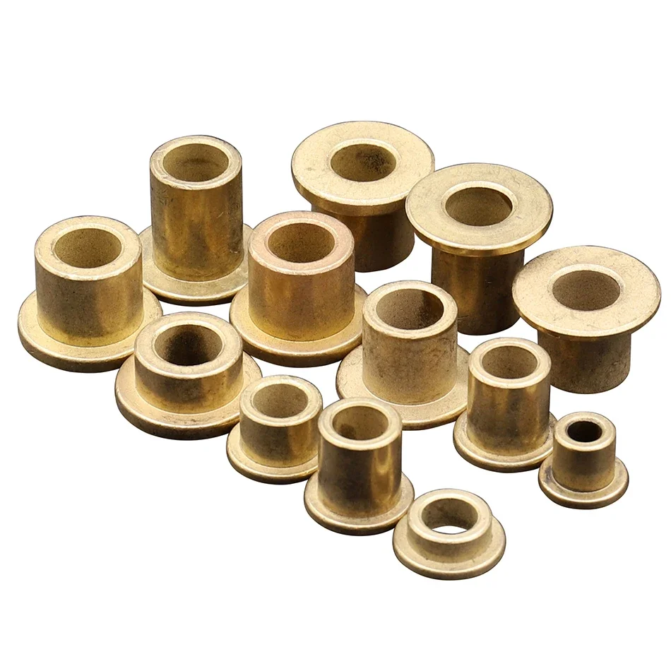 Diâmetro interno 12 14 16 1820mm flangeamento auto-lubrificante rolamento pó metalurgia óleo cobre bucha manga com flange escalonada