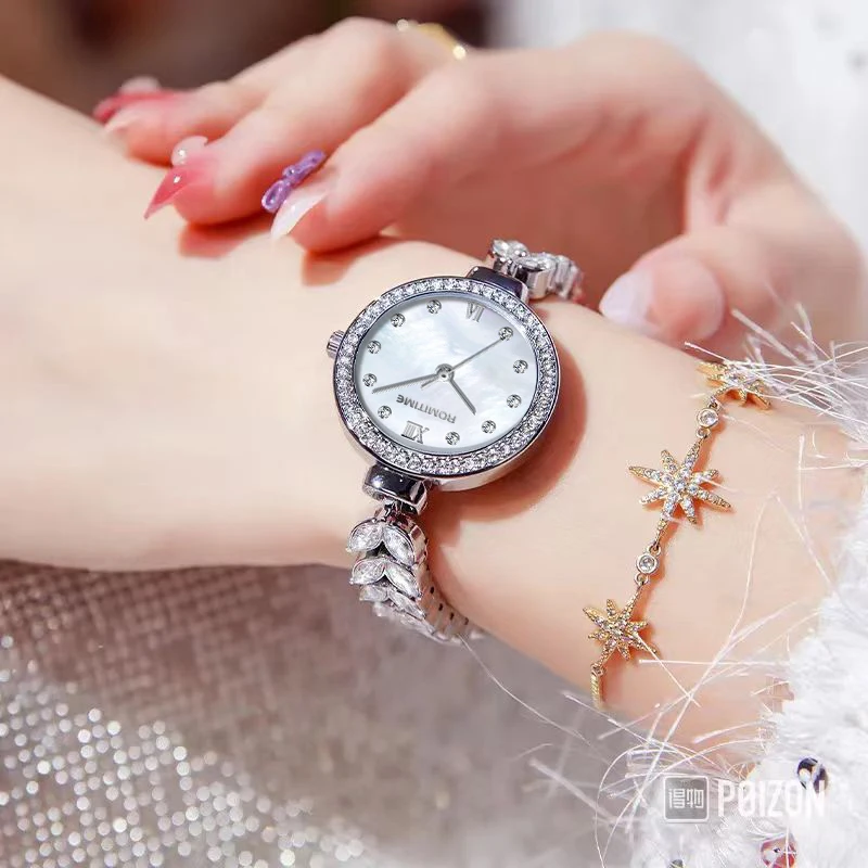 ROMITIME Luxury Women Quartz Watch Mother-of-Pearl Dial Fishbone Bracelet 30M Waterproof Clock Watches for Lady
