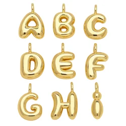 OCESRIO Polish Mini Gold Color Ballon Initial Letter Necklaces Pendant Copper Gold Plated Jewelry Making Supplies pdtb501