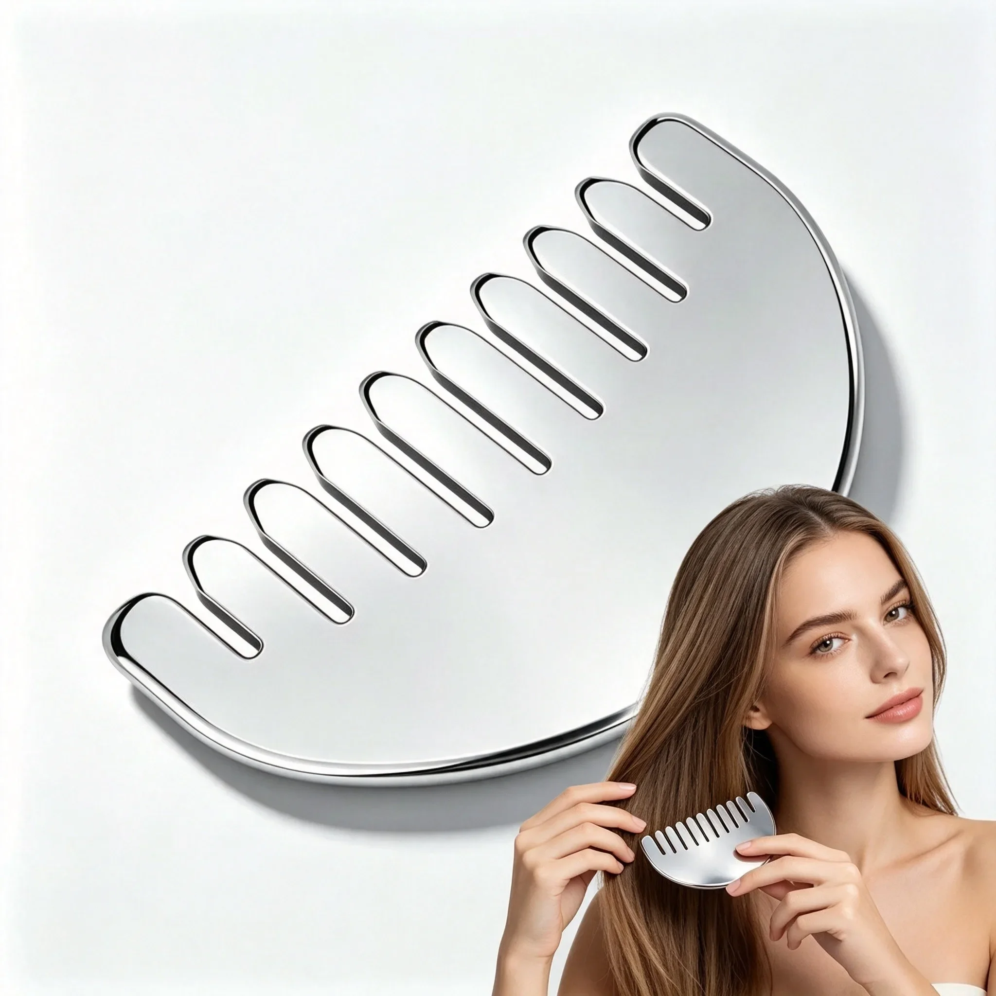Scalp Massage Comb for Head, Manual Head Massager Protable Stainless Steel Gua Sha Facial Tool Trigger Point Massager Tools