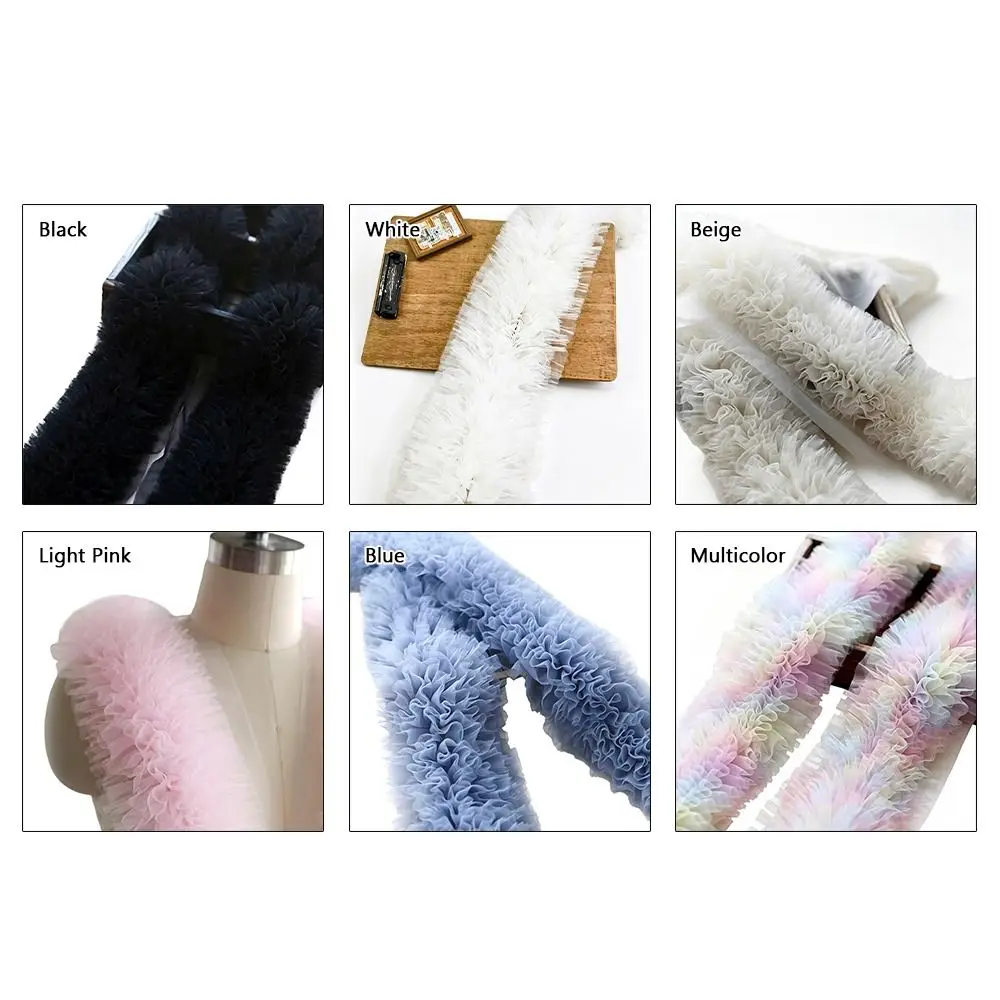 Hem Cuffs 1 Yard Mesh Lace Accessories Multicolor 12cm Wide Lace Trim Puffy Texture Puff Mesh Dress Dress Making