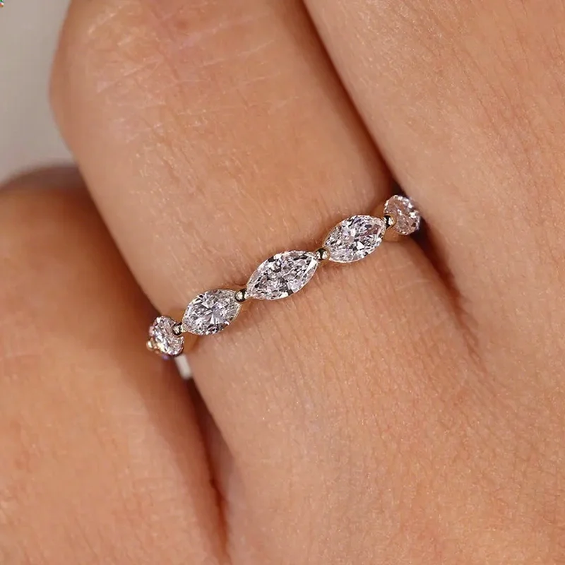 1.40 Ctw Marquise Cut DEF/VS VVS Lab Grown Diamond Band Shared Prong Comfort Fit Low Setting Anniversary Gift for Women