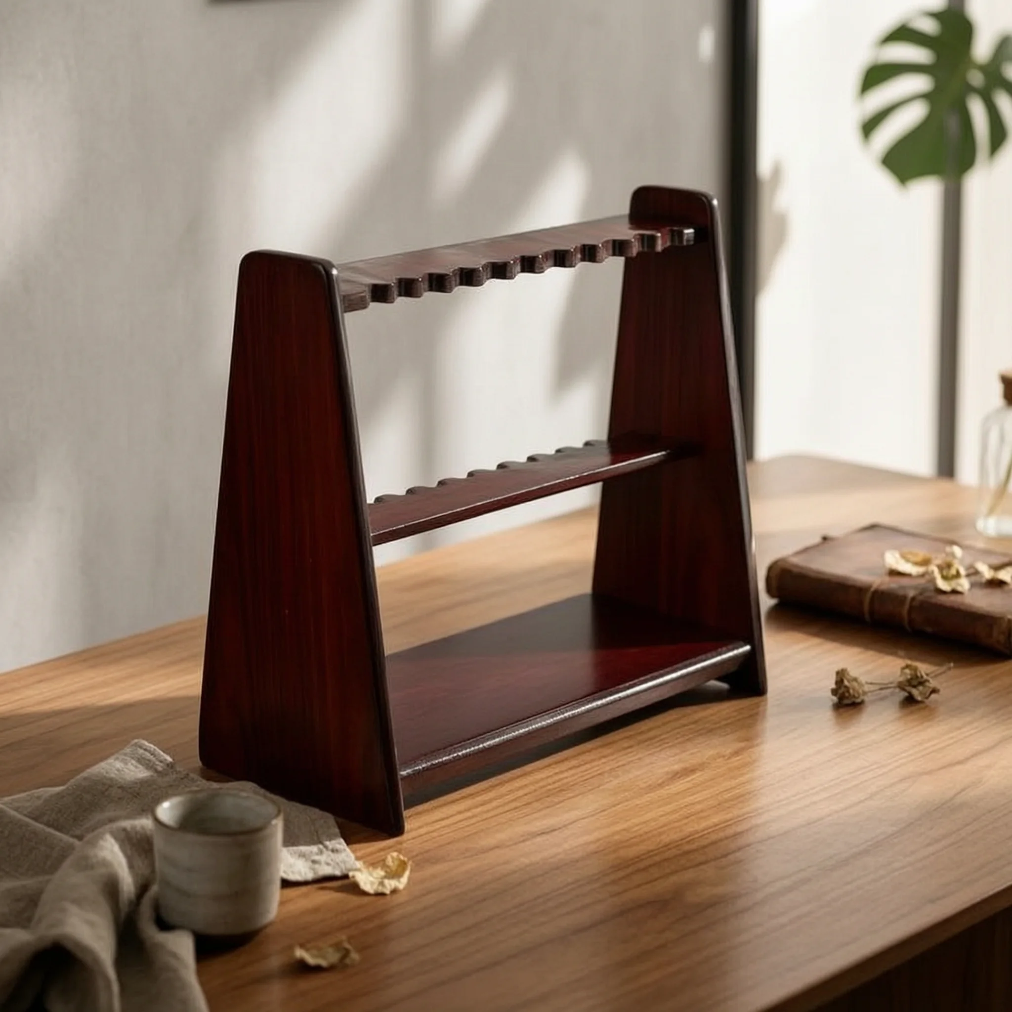 support-de-rangement-pour-queues-de-billard-sur-pied-avec-etagere-inferieure-en-bois-coins-arrondis-pour-salle-de-jeux-profil-trapezoidal