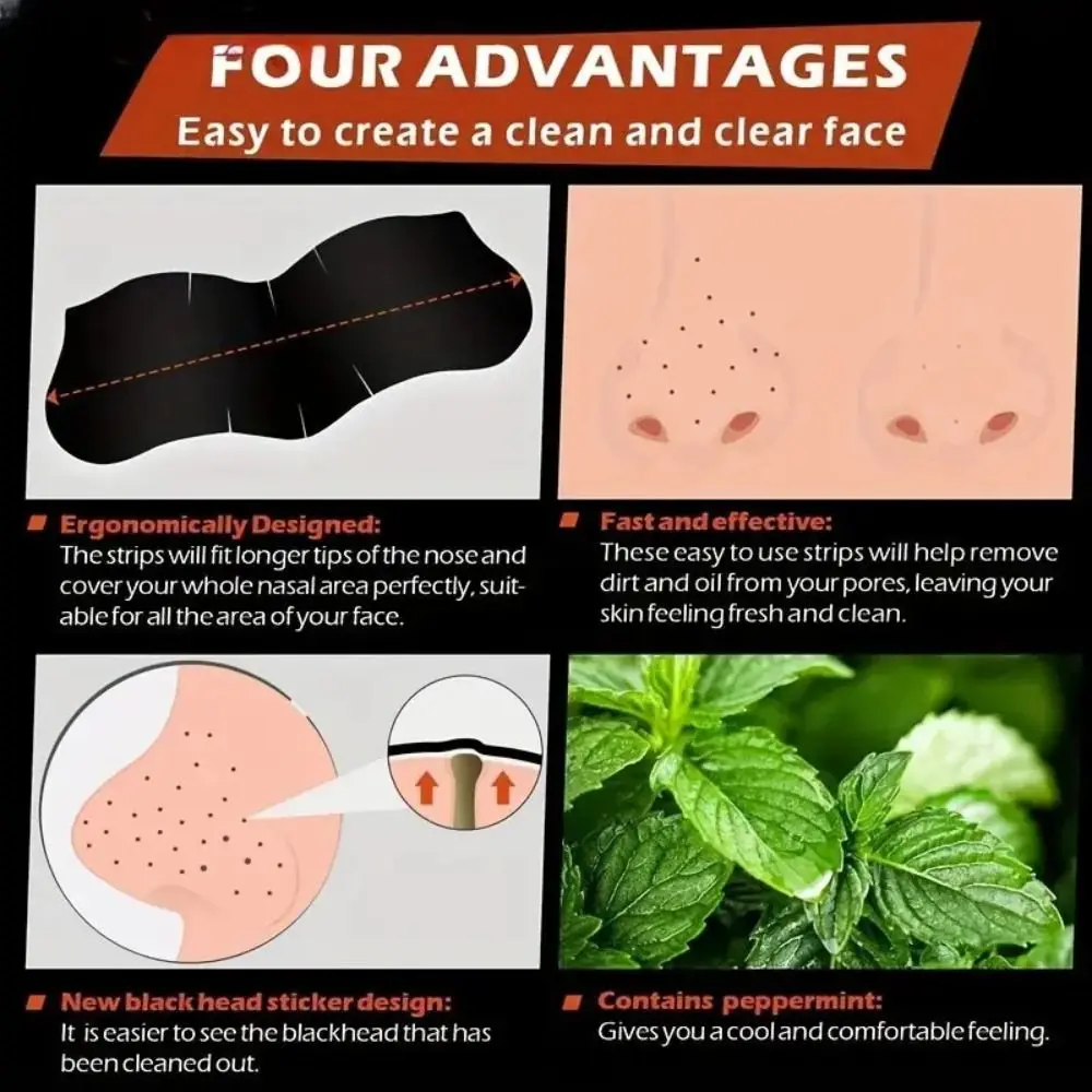 10PCS New Deep Cleaning Nose Patch Acne Treatment Bamboo Charcoal Blackhead Remover T-zone Shaped Nose Pore Strips Women Beauty