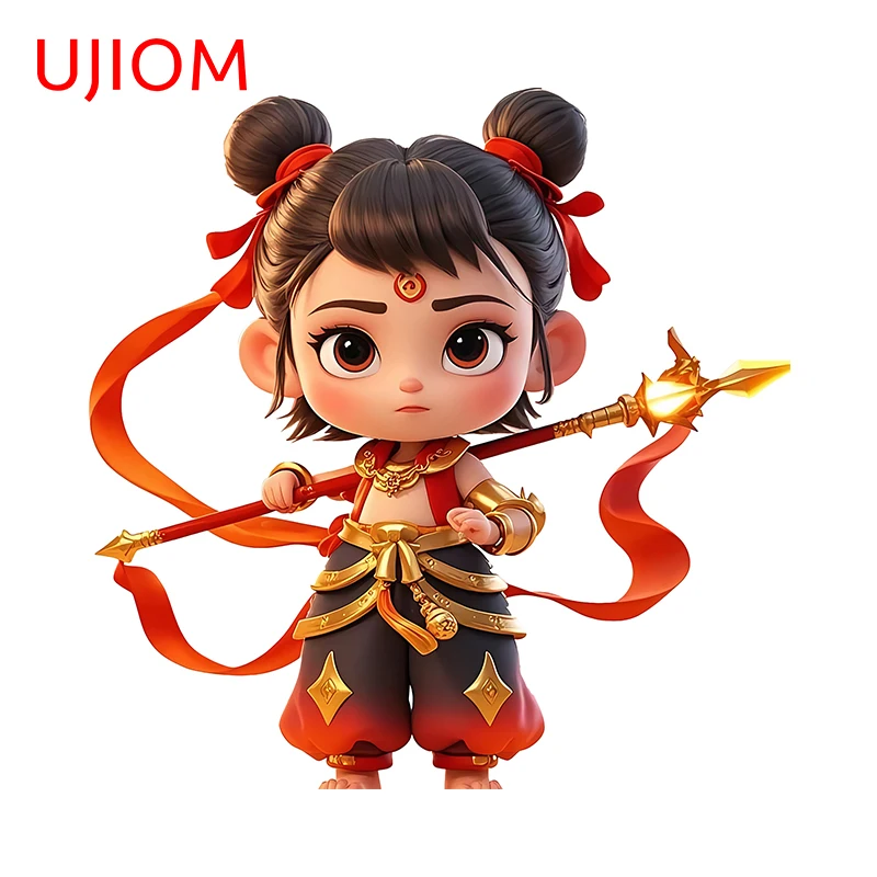 UJIOM Lovely Cartoon Nezha Wall Stickers Amusing Personality Air Conditioner Decals Scratch-Proof Wardrobe Wallpapers Decor