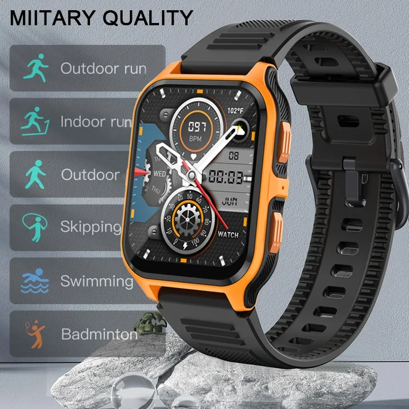 Robusto orologio militare intelligente da uomo per Android IOS Ftiness orologi Ip68 impermeabile 1.83 \'\'AI Voice Bluetooth Call Smartwatch 2024