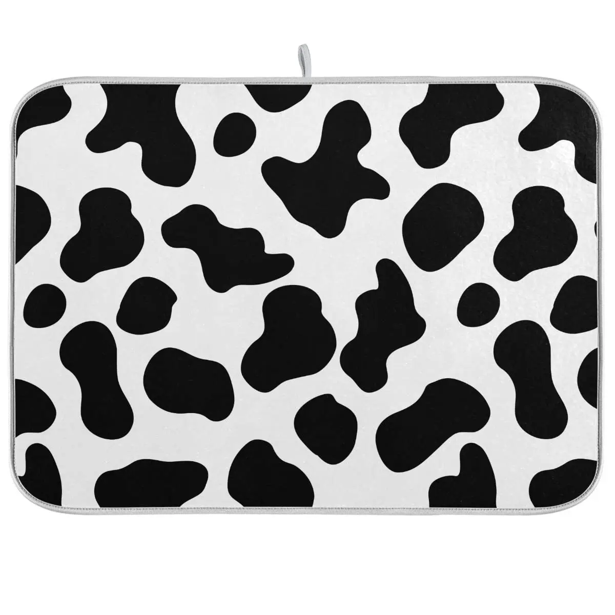 

Cow Spots Black and White Dish Drying Mat 16x18 for Kitchen Counter Rustic Farm House Country Style Dishes Pad Absorbent