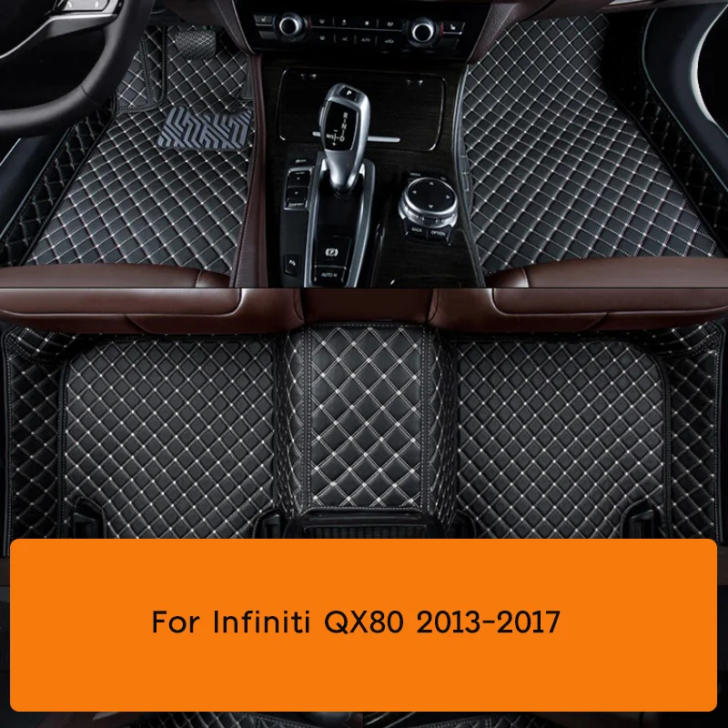

For Infiniti QX80 2013-2017 Artificial Leather Custom Car Floor Mats Auto Interior Details Accessories Carpet