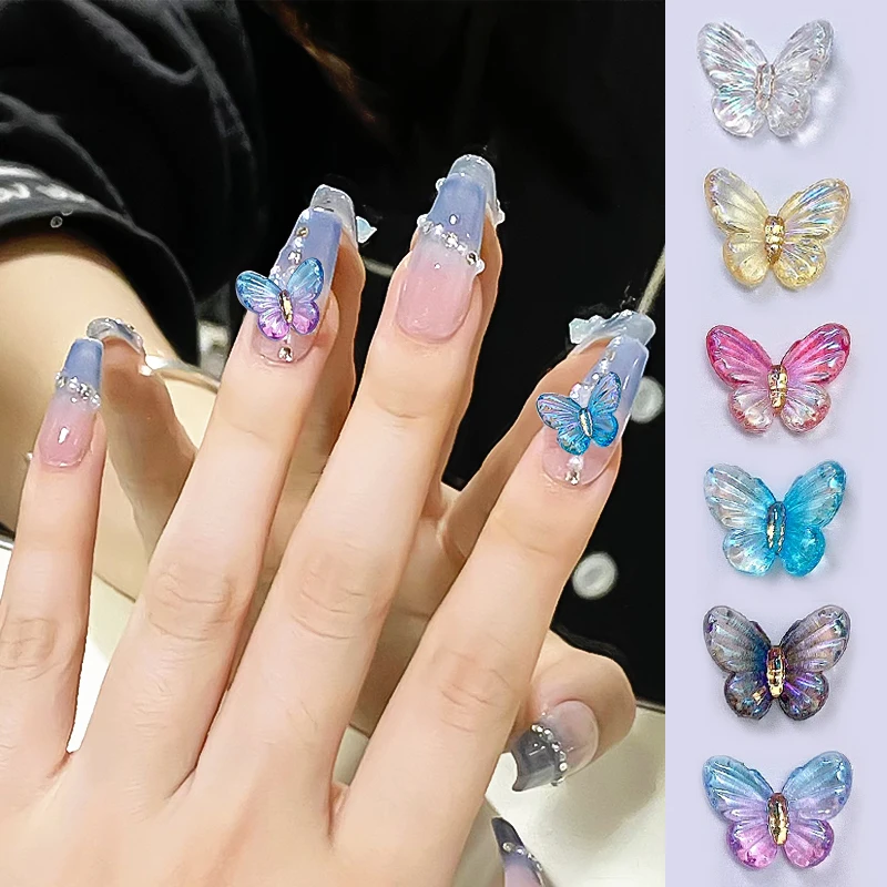 3D Butterfly Aurora 30Pcs Star Colorful Nail Art Charm Nail Jewelry Nail Art Decoration Parts For DIY Nail Manicure Accessories