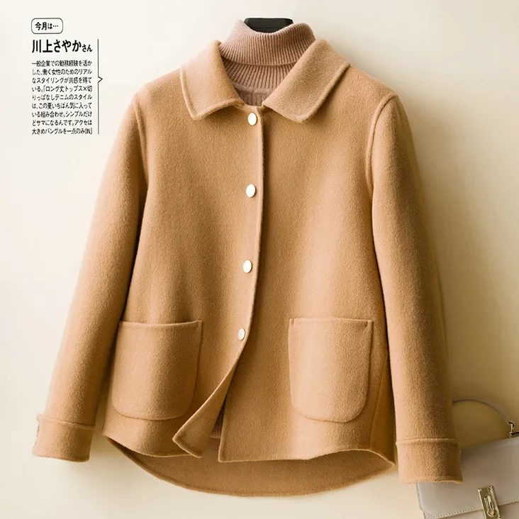 

Autumn and winter double-sided woolen coat women's short small doll collar woolen coat loose casual short coat