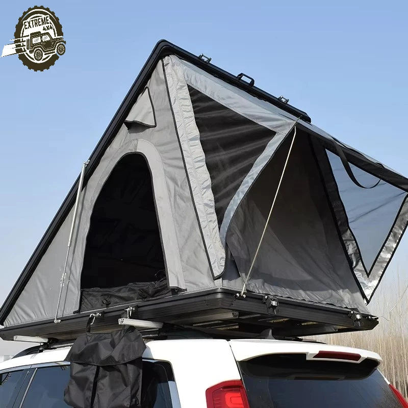 

Custom Aluminum Hard Shell Rooftop Tent Car Roof Top Tent Along with Roof Bars and Insulated Inner Lining