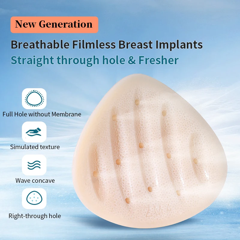 ONEFENG 2025 Upgrade Special Breast Prosthesis Full Aperture Silicone Breast No Membrane Through Hole Breathable Silicone Summer