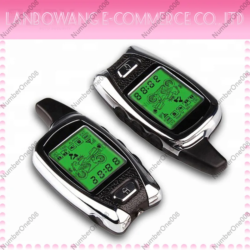 Motorcycle Anti Theft Alarm System LCD Display Two Way 12V Remote Start Stop Waterproof Security Device