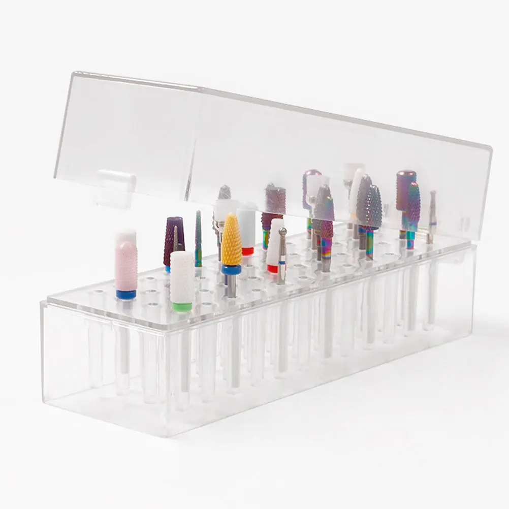 Caja de almacenamiento para cabezal de molienda, soporte para brocas de uñas, estuche portátil para brocas de manicura, contenedor a prueba de polvo, organizador de accesorios de salón