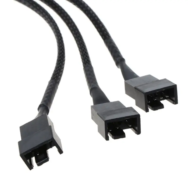 E9LB 4Pin to 3 Ways Y Splitter Cable Fan 4 Pin to 3x4Pin/3Pin Extension Cable 30CM/11.8in