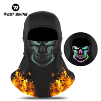 WEST BIKING Winter Cycling Headwear Reflective 3D Print Warm Windproof Bicycle Full Face Cover Balaclava Outdoor Sport Mask Gear