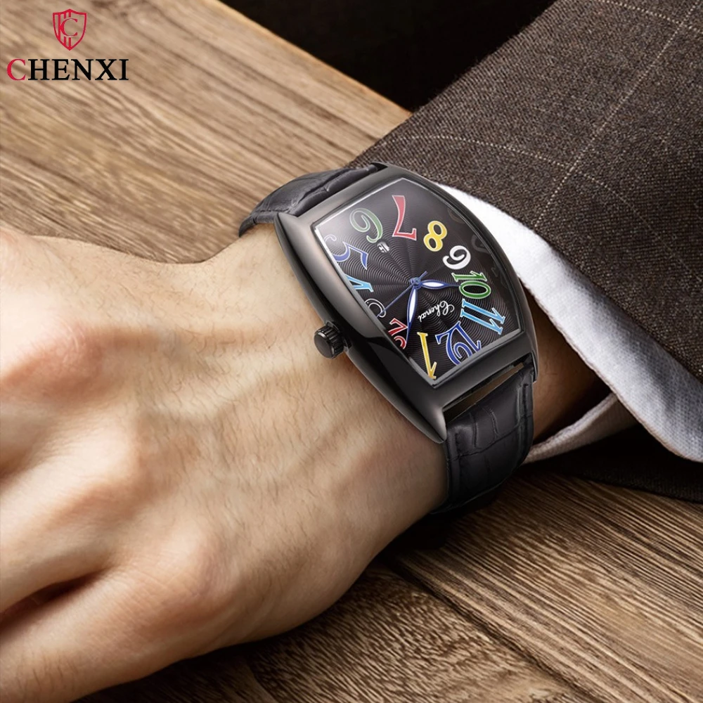 CHENXI Men's Luminous Leather Strap Quartz Watch, Gift Clock