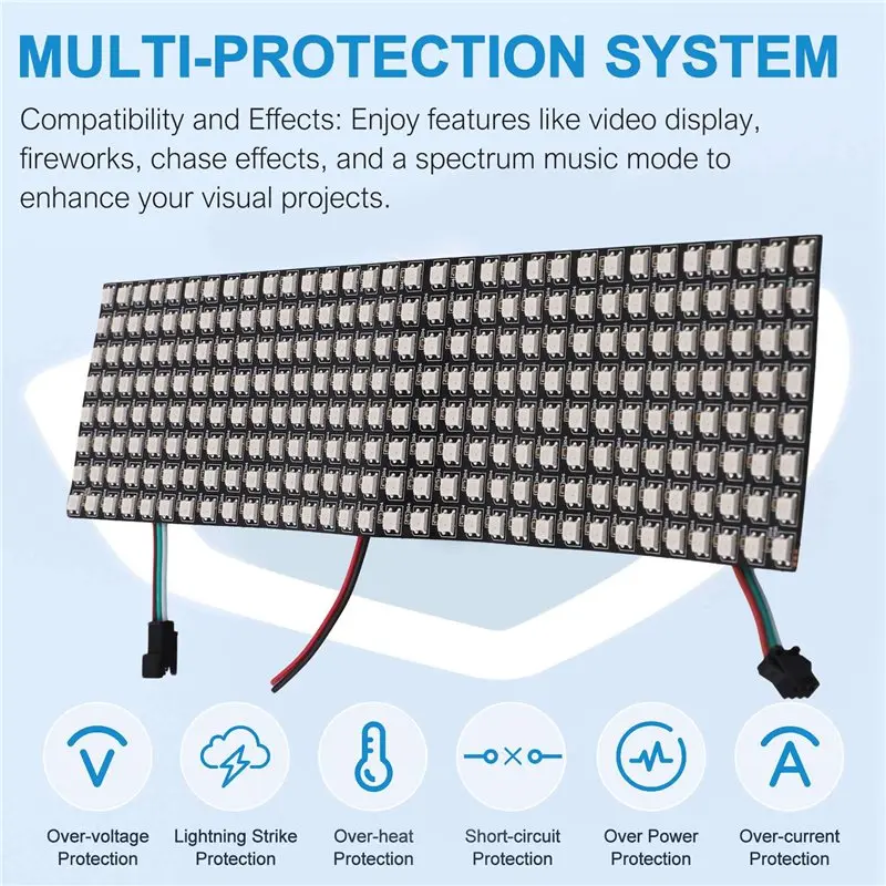 ABVG-2X WS2812 Led Programmable Light Individually Addressable Flexible For Video Display, DC5V (8X32)