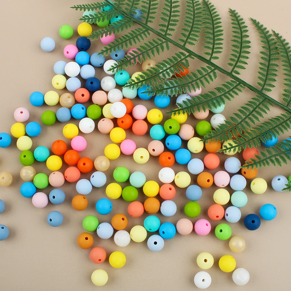 

500pcs Silicone Beads 15mm Baby Round Teething Beads Nursing Teether Food Grade DIY Necklace Pacifier Clip Chian Accessories