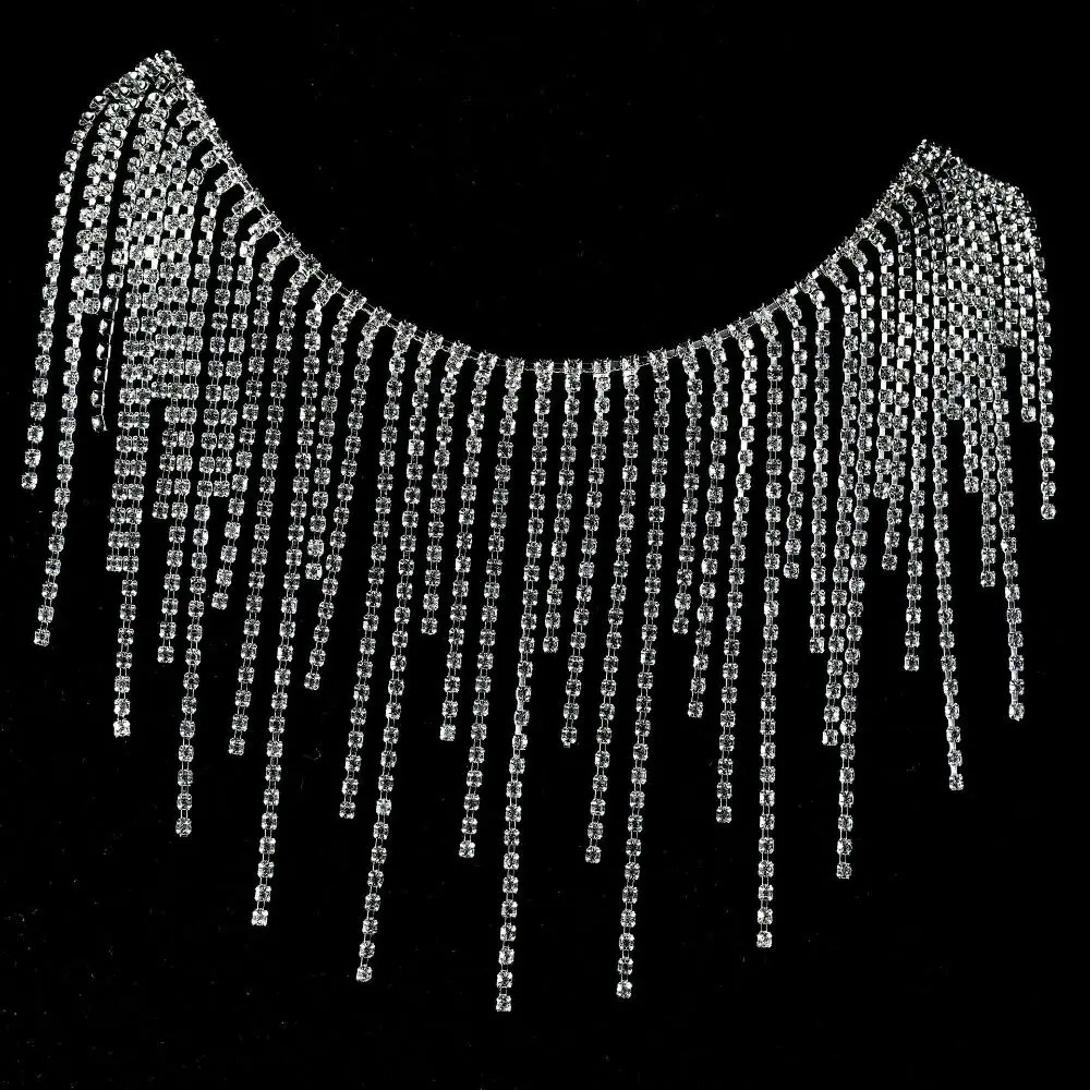 1Yards Length Crystal Tassel Chain Silver Fringe Design Claw Chain DIY Crafts Crystal Glitter Rhinestone Tassel Chain