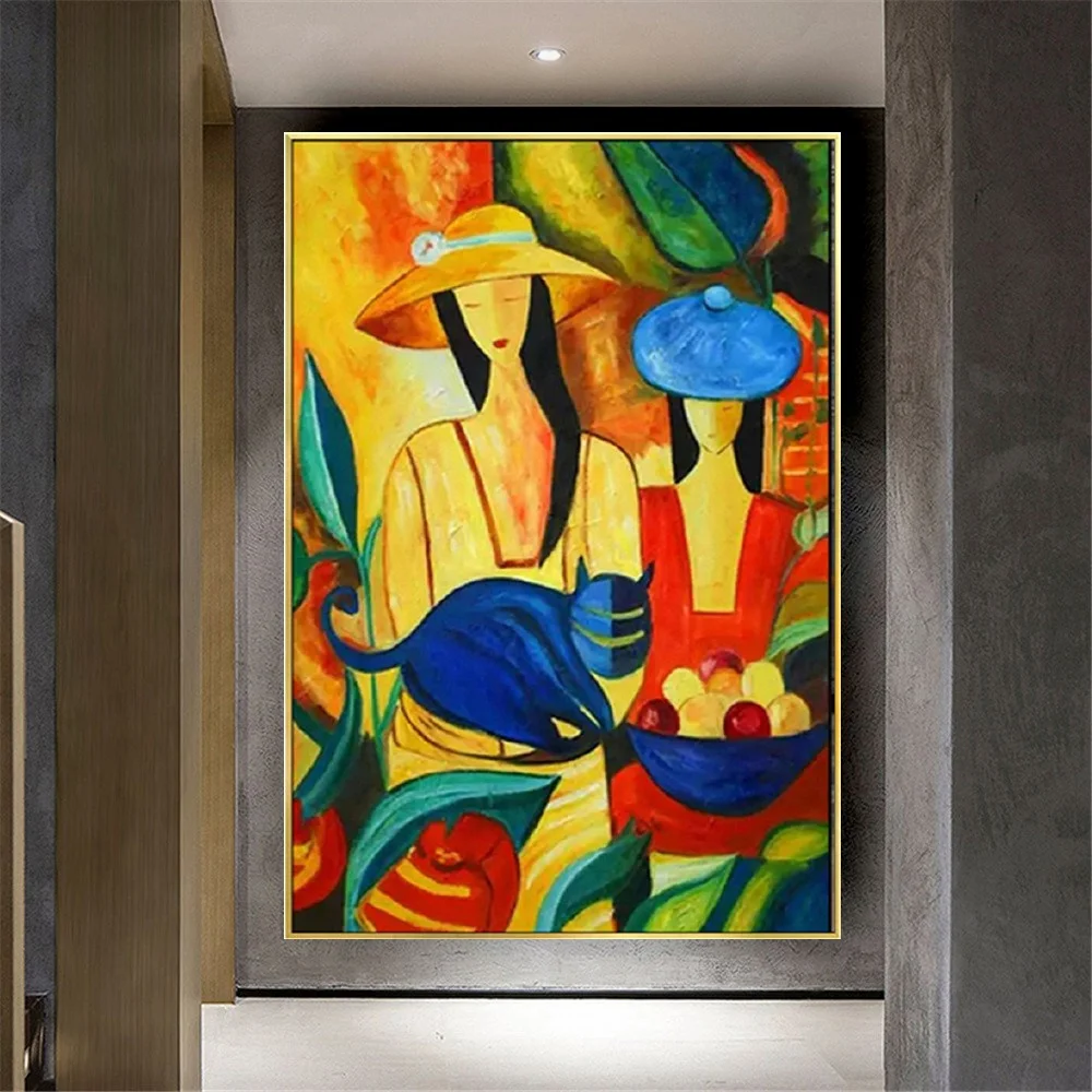 

Nordic Wall Decor Canvas Art Hand Painted Palette Colors abstract figure Oil Paintings Modern Hotel Decor Pictures Picasso Works