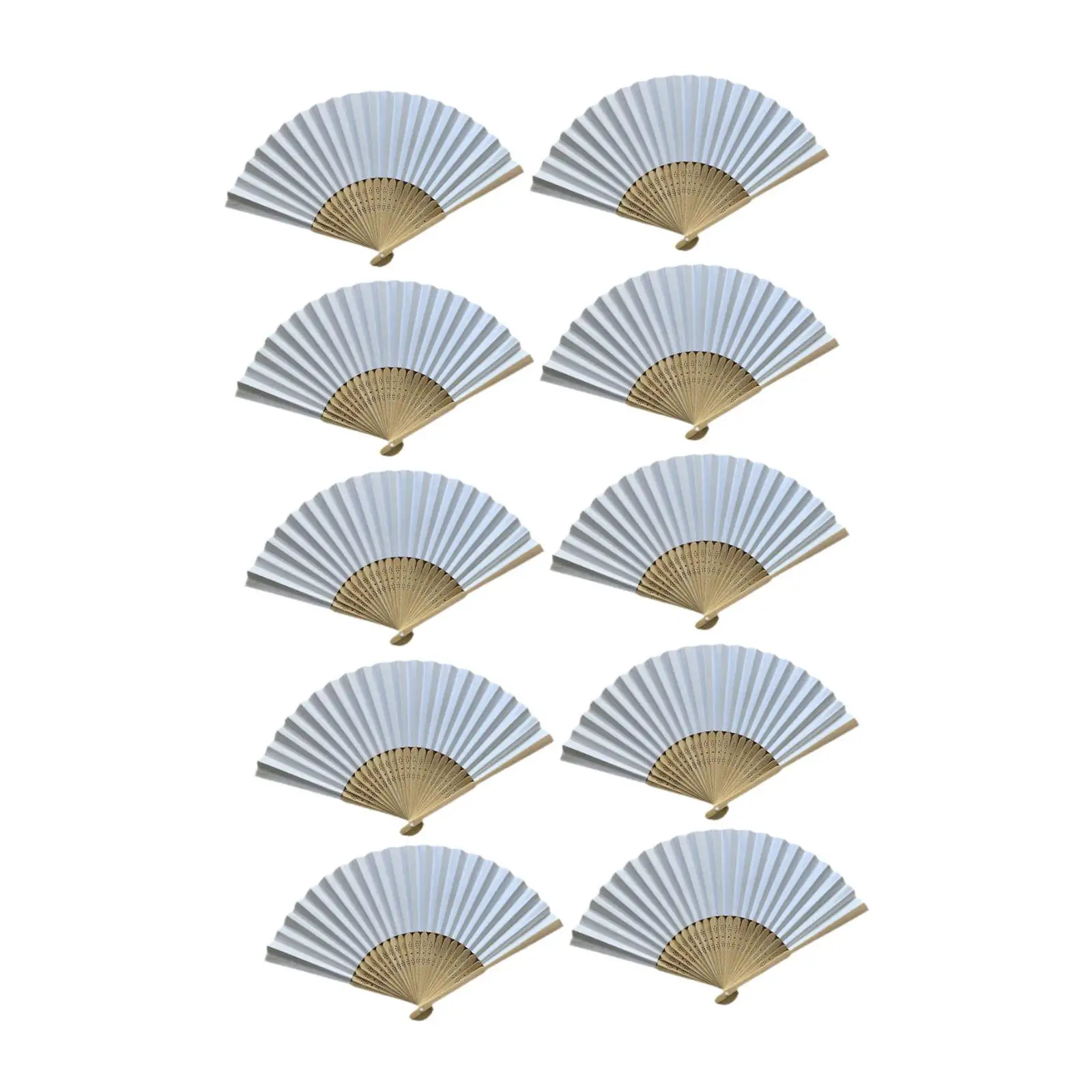 

10Pcs Foldable Paper Fan White Paper Hand Fan for DIY Supplies Dancing Home