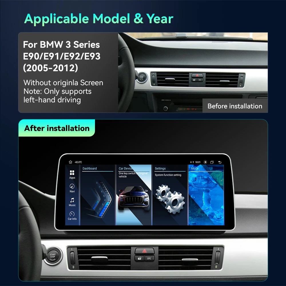 2026 New 12.3INCH Android 14 HD Touch Screen Car Stereo For BMW E90-E93 2005-2012 Plug and Play Wireless CarPlay 4G WIFI GPS DSP