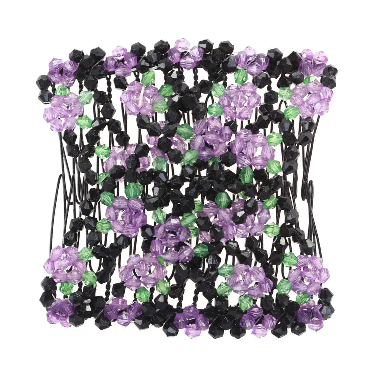 Double Row Rose Shaped Hair Comb Purple Handmade Strong Lightweight Inserted Hair Slide Comb for Women Jumbo Clip
