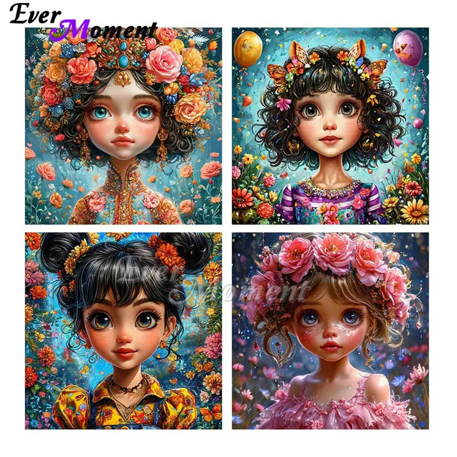 

Милая девушка красивые цветы 5D алмазная живопись Алмазная вышивка декоративная настенная живопись аксессуары для спальни ASF2832