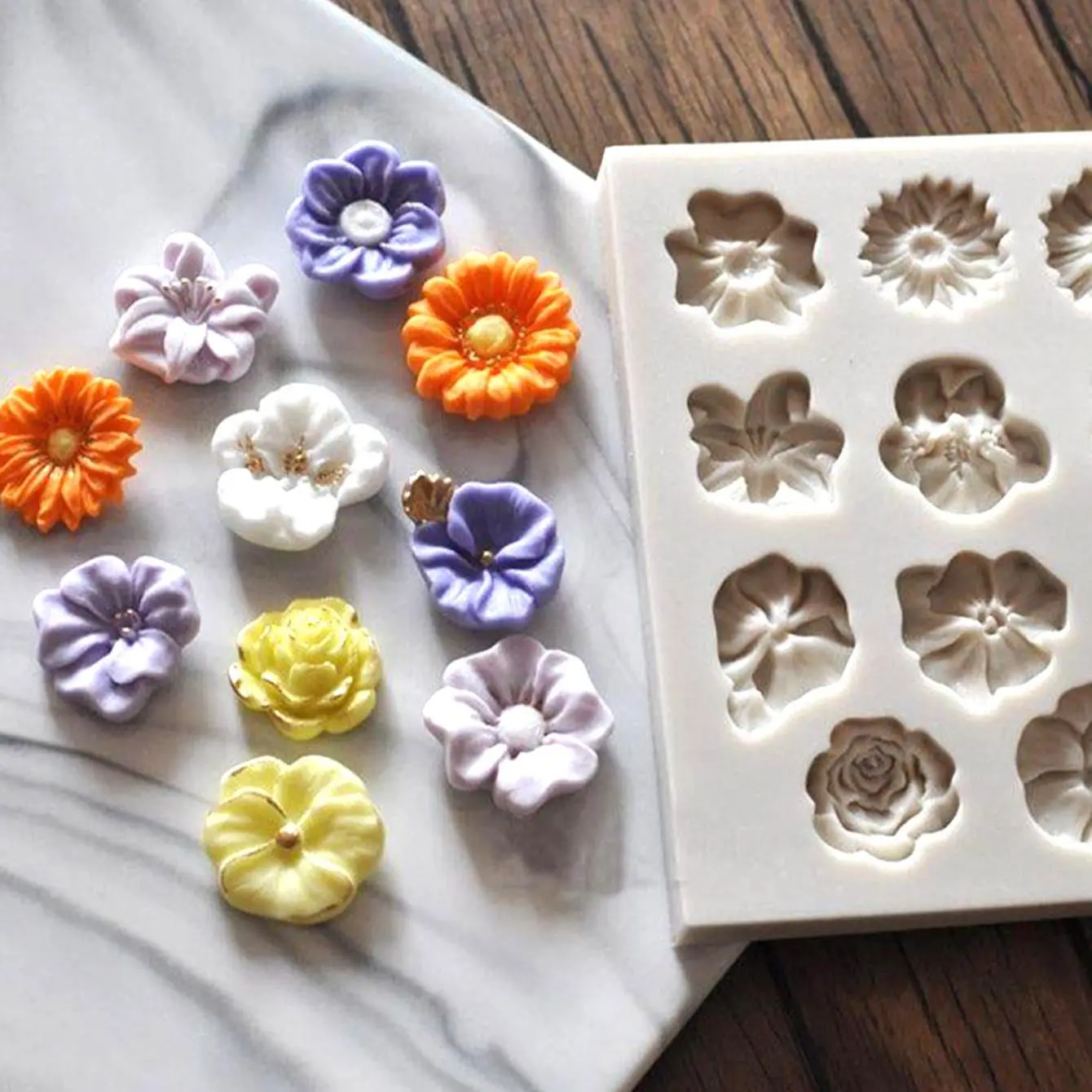 Sunflower Rose Flowers Shape Silicone Mold Cake DIY Decoration Chocolate 3D Mould Tools