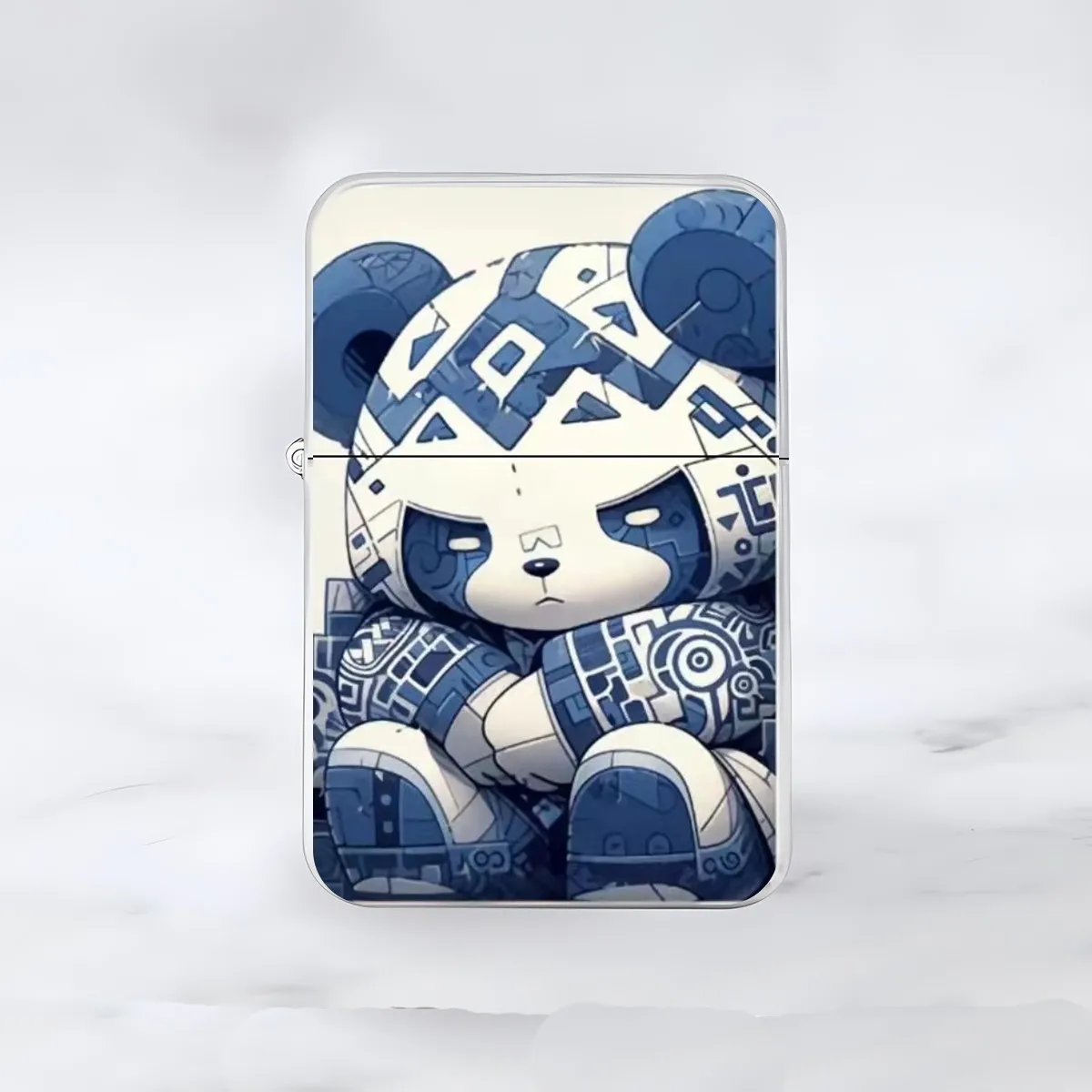 Cute Blue and White Porcelain Panda Lighter Metal Windproof Kerosene Lighter INS Wind Blue and White Lighter Gift