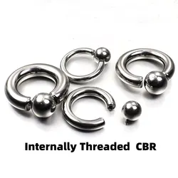 Big Stainless Steel PA Rings CBR Captive Bead Hoop Ring Internally Threaded Style Body Piercing Jewelry