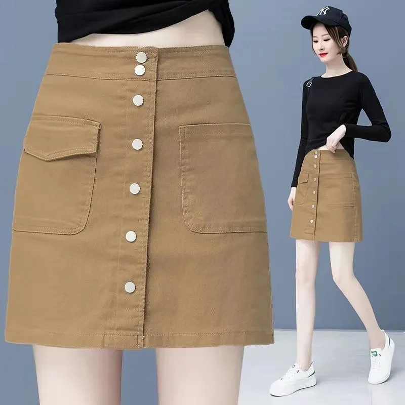 

Женские юбки трапециевидной формы, весна-лето 2024, новая повседневная юбка, женская эластичная длинная модная юбка высокого качества с высокой талией, женская юбка