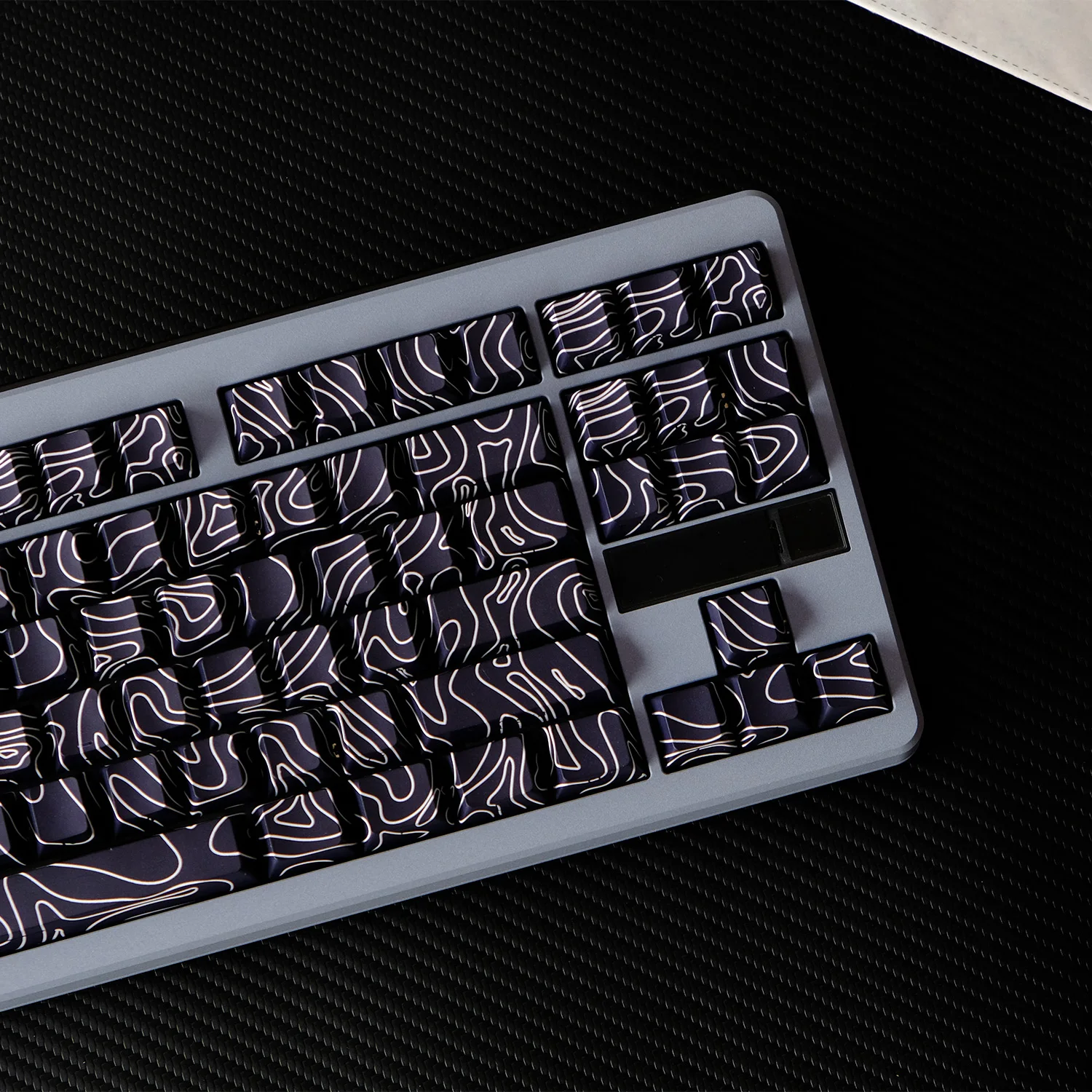 

135 Keys Black Contours PBT Double Shot Keycaps Side Print Shine Through Cherry Profile Keycap for MX Switch Mechanical Keyboard