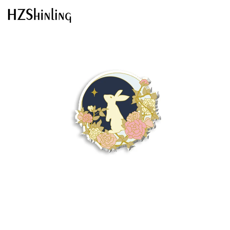 2021 New Moon Rabbit Acrylic Lapel Pin Lovely Epoxy Butterfly Clasp Pin Handmade Butterfly Brooch