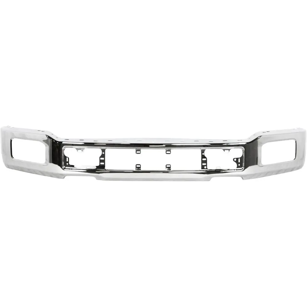 

- Chrome, Steel Front Bumper Face Bar Compatible with 2018 2019 2020 Ford F-150 w/Fog 18 19 20, FO1002430