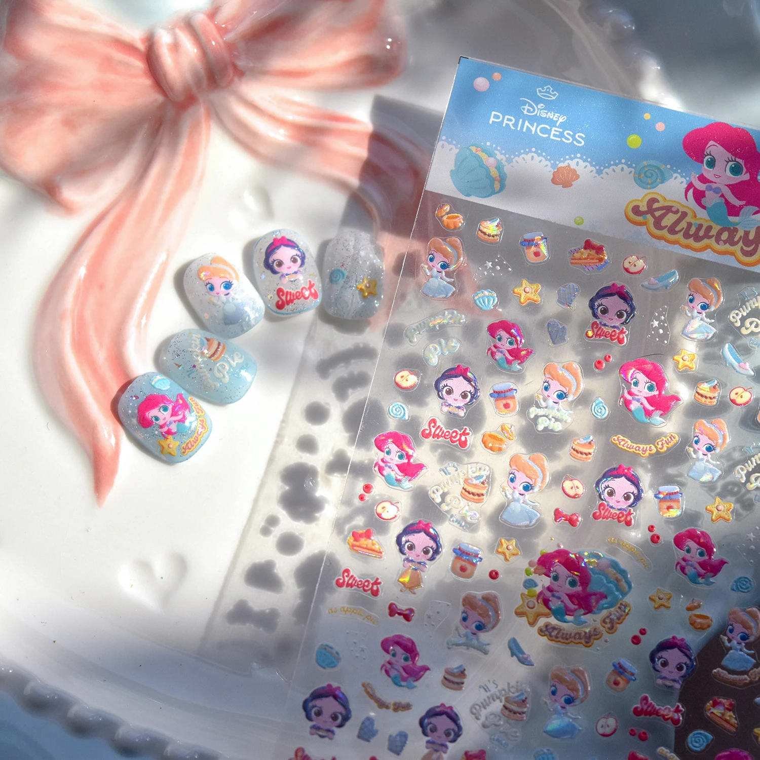 

1PCS Cartoon Disney Princess Nail Art Decoration 5D Embossed Nail Sticker Cute Stitch Mickey Minnie Nail Art Decal Sticker