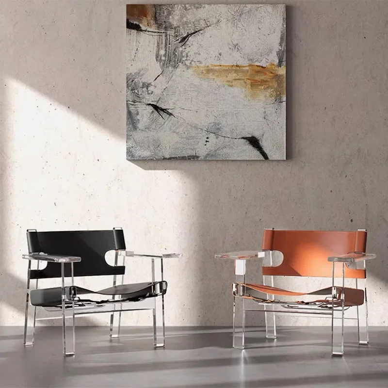 Leisure chair Acrylic transparent saddle leather Internet celebrity sofa chair Spanish hunting chair