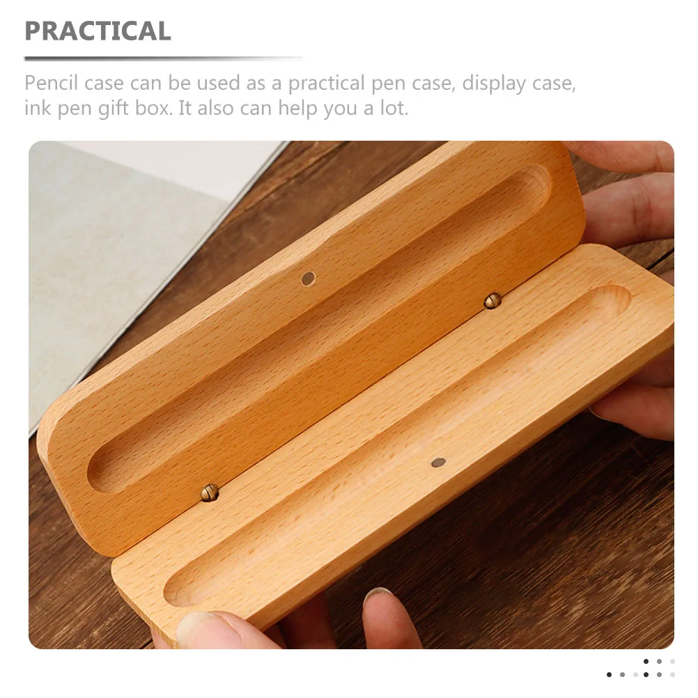 

Wooden Pencil Case for Office Supplies Storage Containers Fountain Boxes Single Holder Stationery