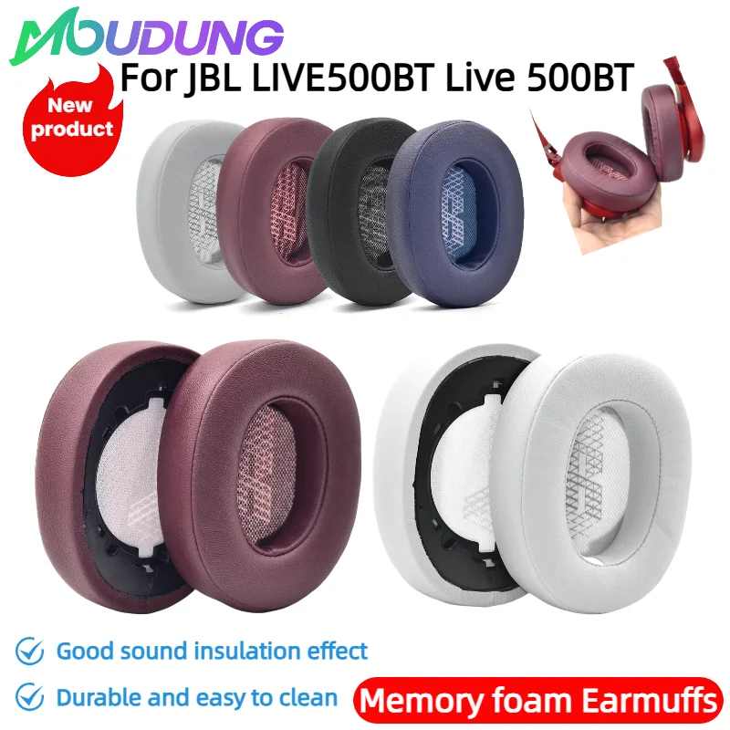 

MOUDUNG Replacement earmuffs for JBL LIVE500BT Live 500BT headphones high-quality Protein leather and memory foam earpads