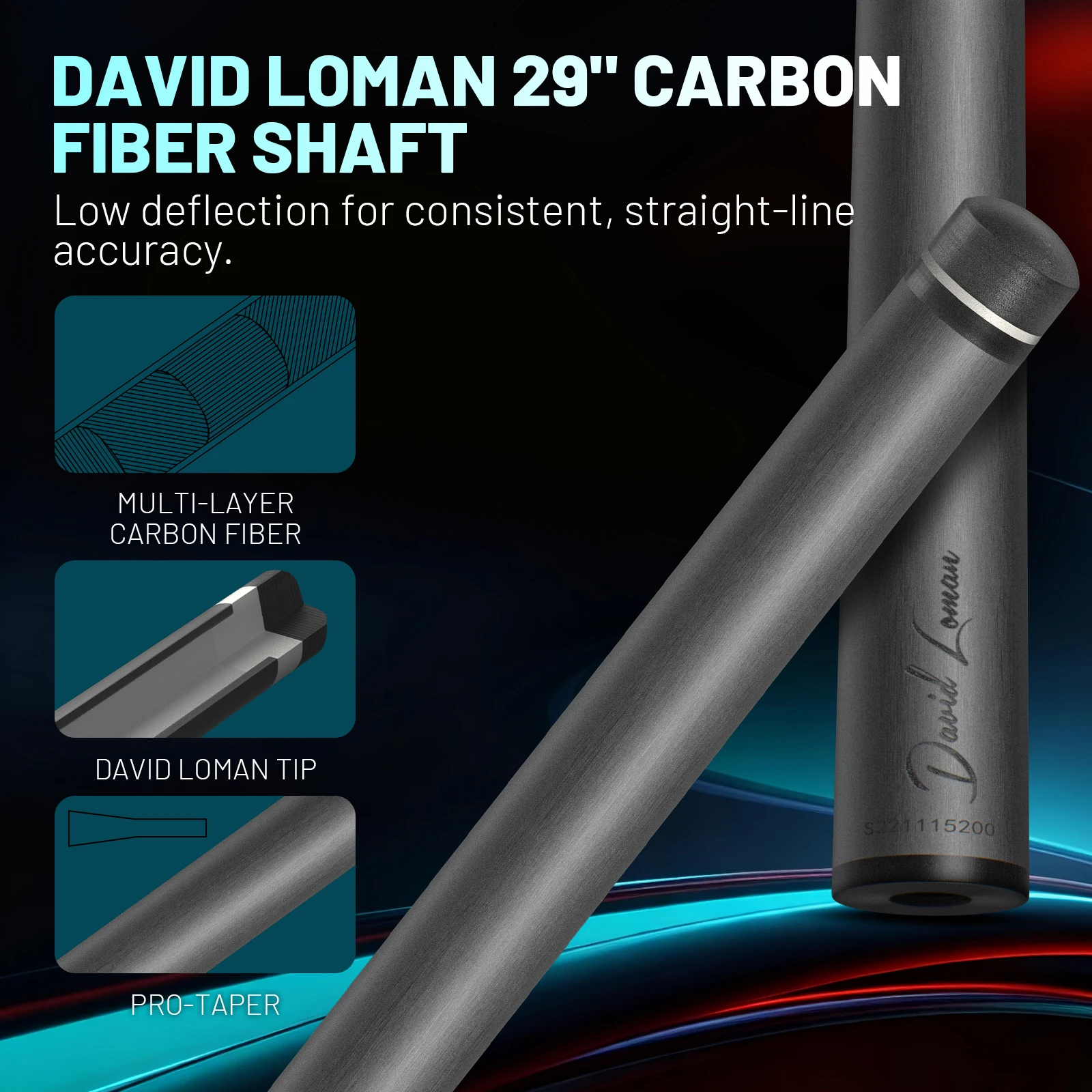 DAVID LOMAN Billiard Cue, Lotus Cue; Ghost Cue; Starlight Cue; Black Flame Cue (Weight Can Be Adjusted)