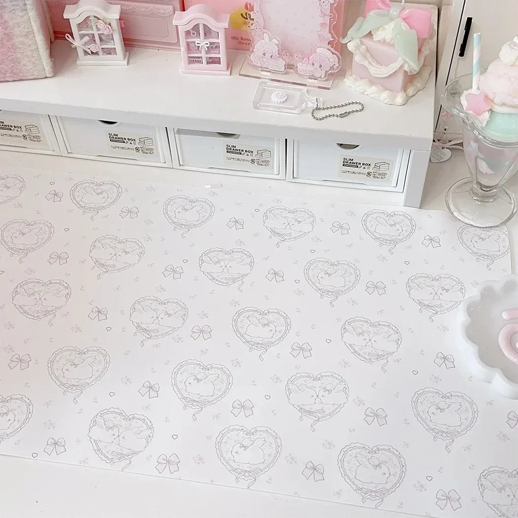 Kawaii Pink Rabbit Leather Desk Pad Mouse Protector Non-Slip Large Mouse Pad Home &Office Desk Mat PU Leather Laptop Mouse Pad