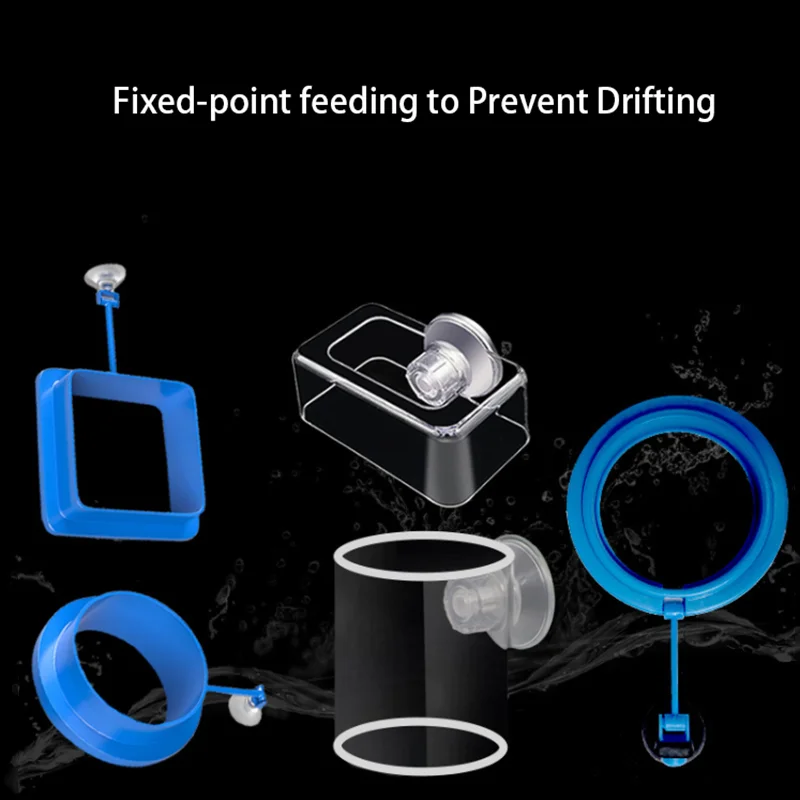 

New Aquarium Feeding Ring Fish Tank Station Floating Food Tray Feeder Square Circle Aquarium Accessory with Suction Cup
