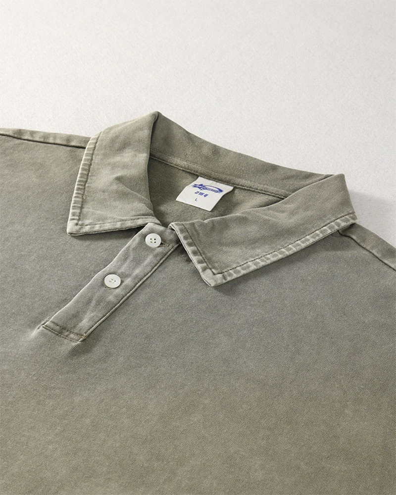 275g Lapel Polo shirt Oversized Acid Washed Tee Retro Punk T-shirt For Men's Women's 100% Cotton Harajuku Casual Streetwear Top