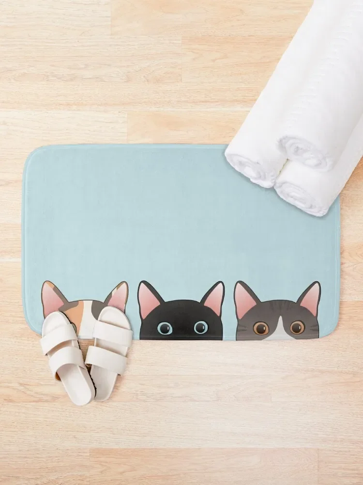 peeking cats Bath Mat Toilet Floor Bathroom Deco Mat